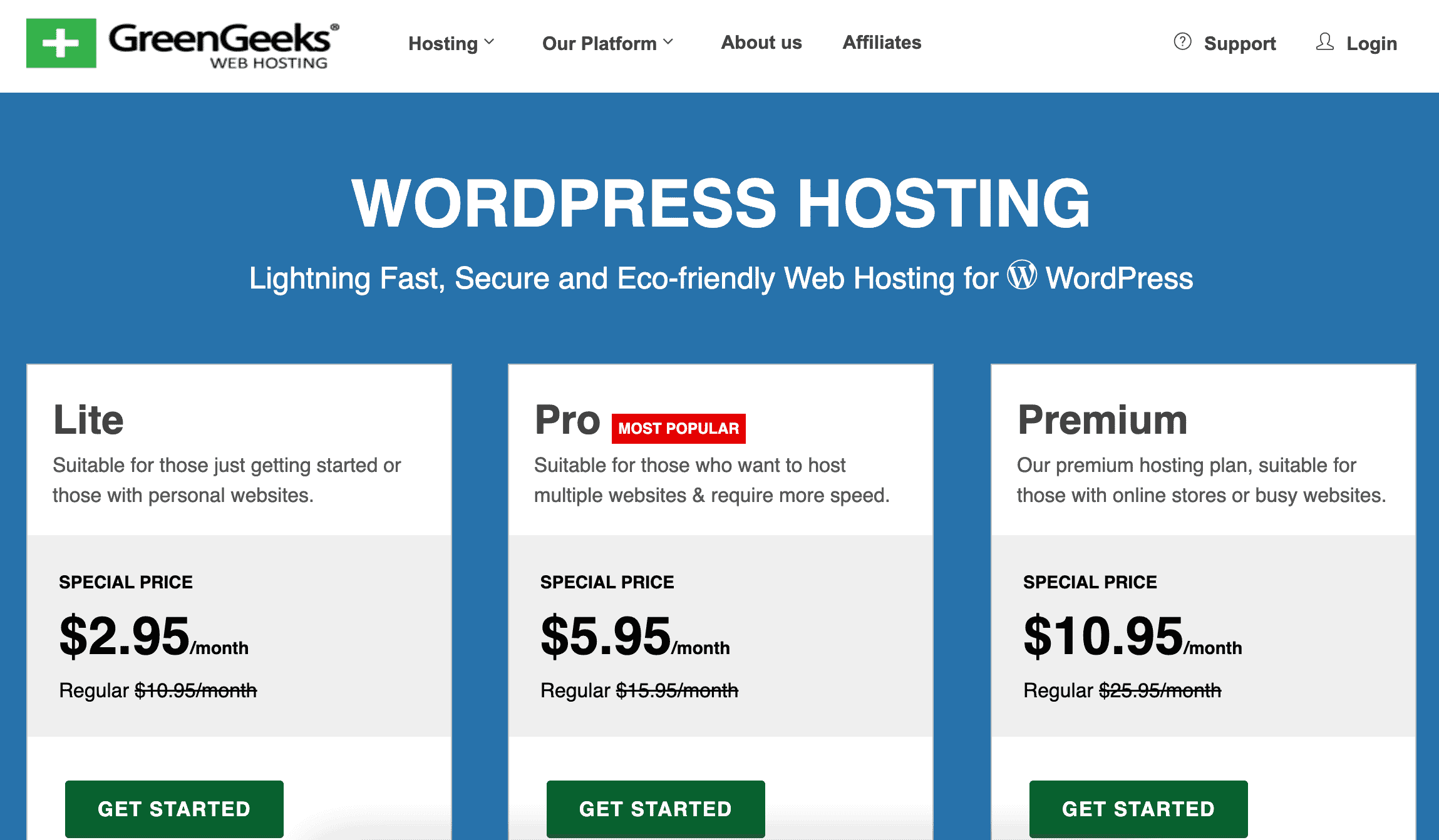GreenGeeks cheapest WordPress hosting