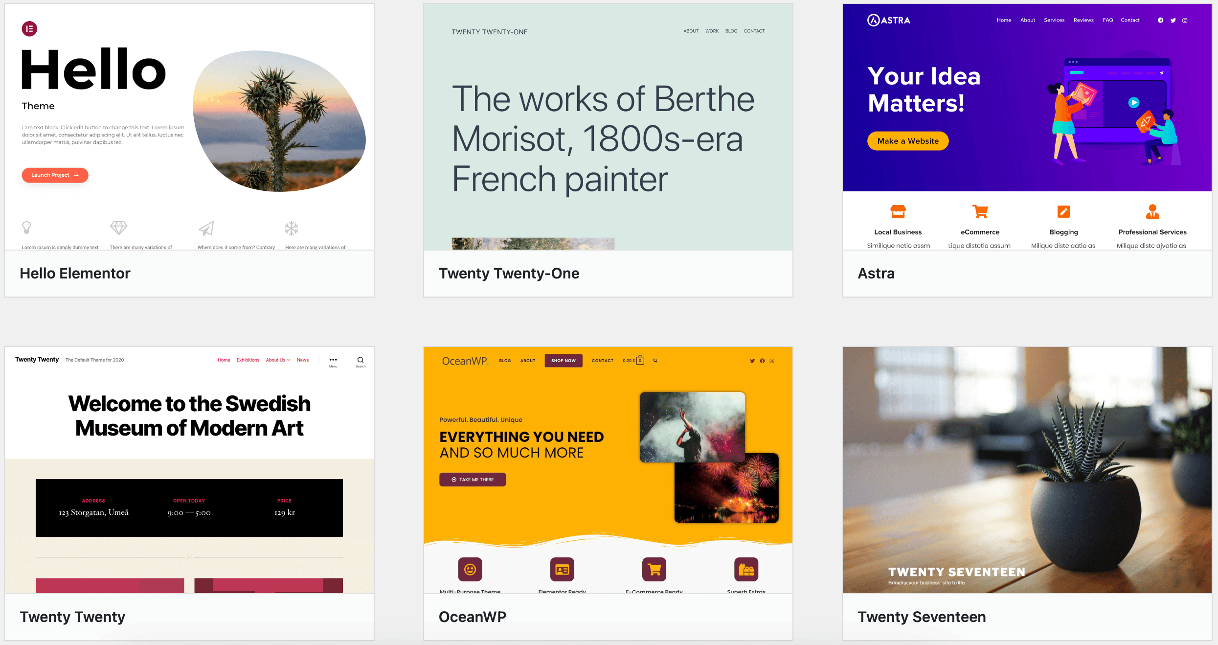 screenshot of free WordPress themes